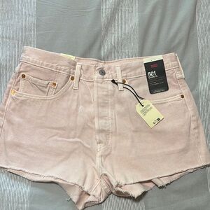 Levi's 501 Pink Jean Shorts High-Waisted Distressed